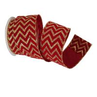 Fita Aramada Veludo Bordo Com Dourado Comp 9.14m - 2