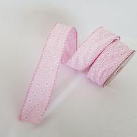 Fita Aramada Rosa Com Flores Brancas Comp 9.14m - 2