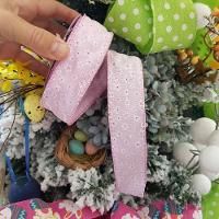 Fita Aramada Rosa Com Flores Brancas Comp 9.14m