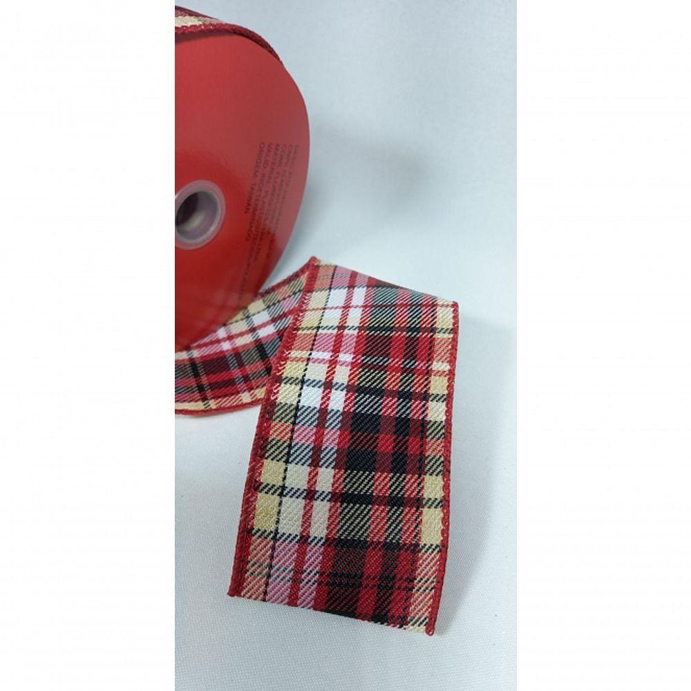 Fita Decorativa Xadrez Vermelha Com Bege - 2