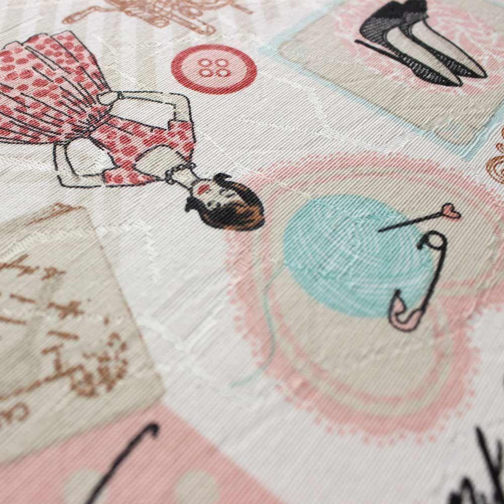 Tecido Decorativo Jacquard Estampado Retrô Rosa D61 1 Metro - 3