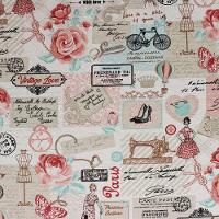 Tecido Decorativo Jacquard Estampado Retrô Rosa D61 1 Metro - 1