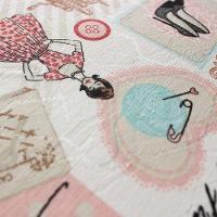 Tecido Decorativo Jacquard Estampado Retrô Rosa D61 1 Metro - 2