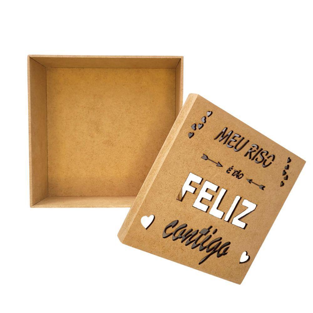 Caixas Personalizadas 100% Mdf Cru (17x17x07) Meu Riso é Tão Feliz Contigo - 2
