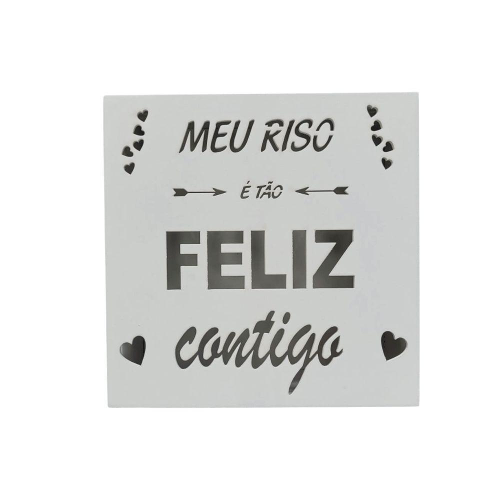 Caixas Personalizadas Brancas 100% Mdf (17x17x07) Meu Riso é Tão Feliz Contigo - 3