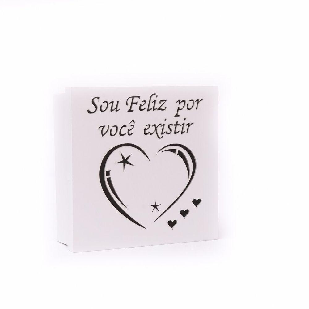 Caixas Personalizadas Brancas 100% Mdf (17x17x07) Sou Feliz Por Você Existir - 1