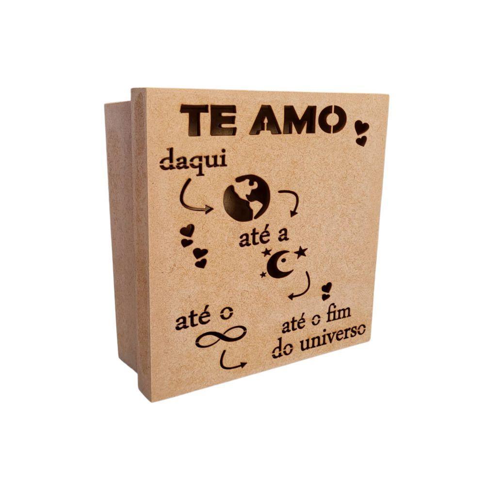 Caixas Personalizadas 100% Mdf Cru (17x17x07) Te Amo Daqui Até A Lua... - 1