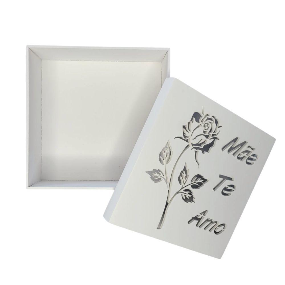 Caixas Personalizadas Brancas 100% Mdf (17x17x07) Mãe Te Amo - 2