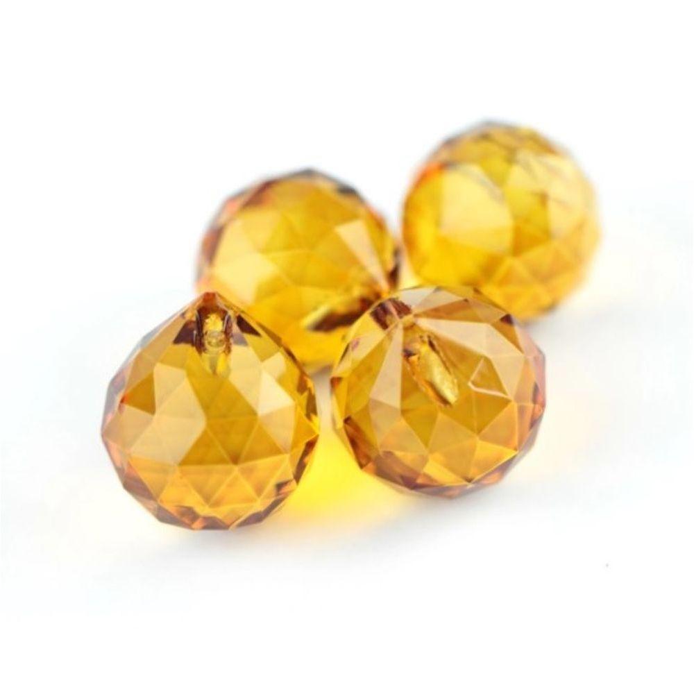 Kit 3 Bolas De Cristal Multifacetada 3,0 Cm Amarela - 2