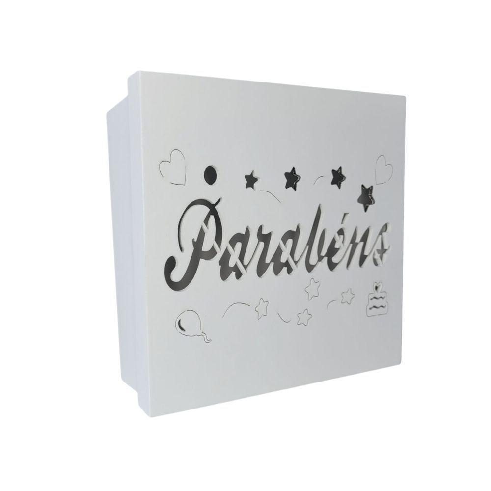 Caixas Personalizadas Brancas 100% Mdf (17x17x07) Parabéns Emoji - 1