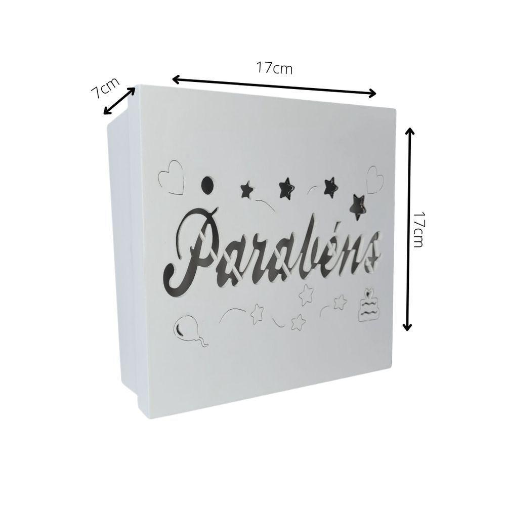 Caixas Personalizadas Brancas 100% Mdf (17x17x07) Parabéns Emoji - 4