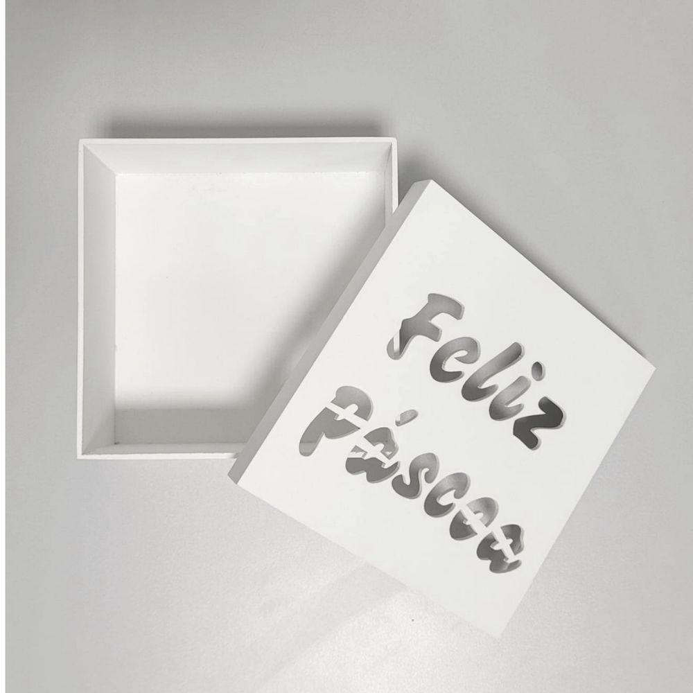 Caixas Personalizadas Brancas 100% Mdf (17x17x07) Feliz Páscoa - 2