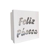 Caixas Personalizadas Brancas 100% Mdf (17x17x07) Feliz Páscoa - 1