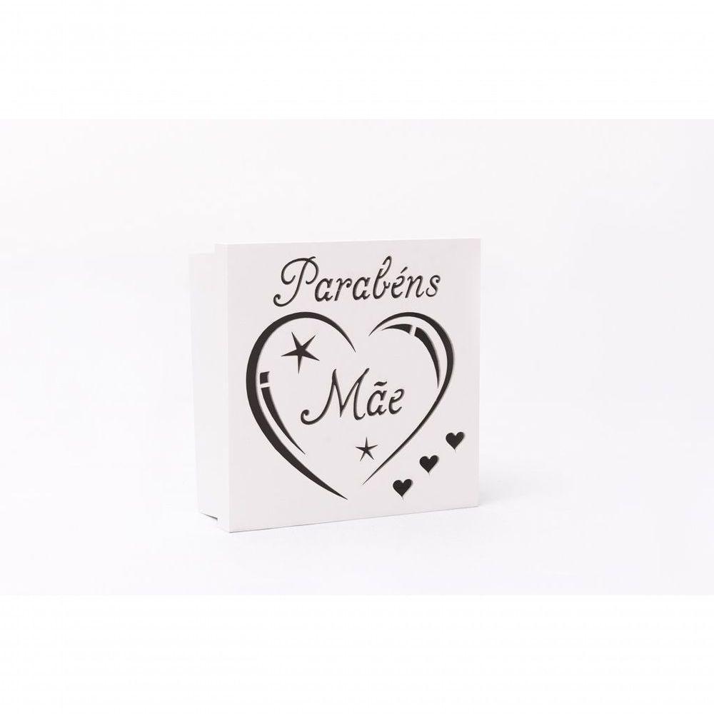 Caixas Personalizadas Brancas 100% Mdf (17x17x07) Parabéns Mãe - 1