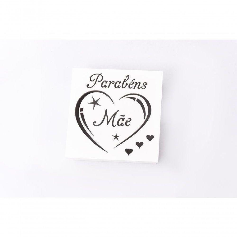 Caixas Personalizadas Brancas 100% Mdf (17x17x07) Parabéns Mãe - 3