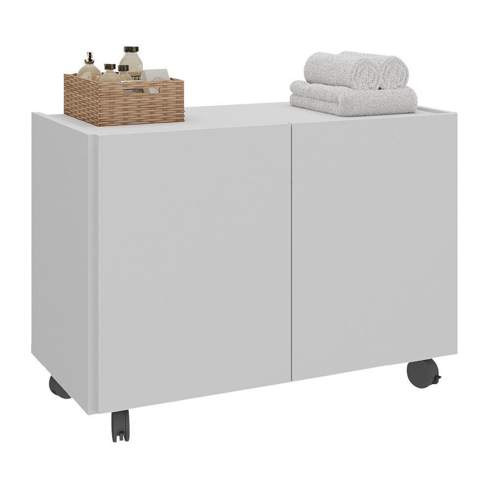Gabinete Armário De Banheiro 62,5cm Com Rodízios 2 Portas Multimóveis Mp5043 Branco Branco - 1