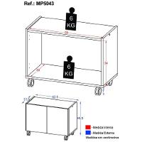 Gabinete Armário De Banheiro 62,5cm Com Rodízios 2 Portas Multimóveis Mp5043 Branco Branco