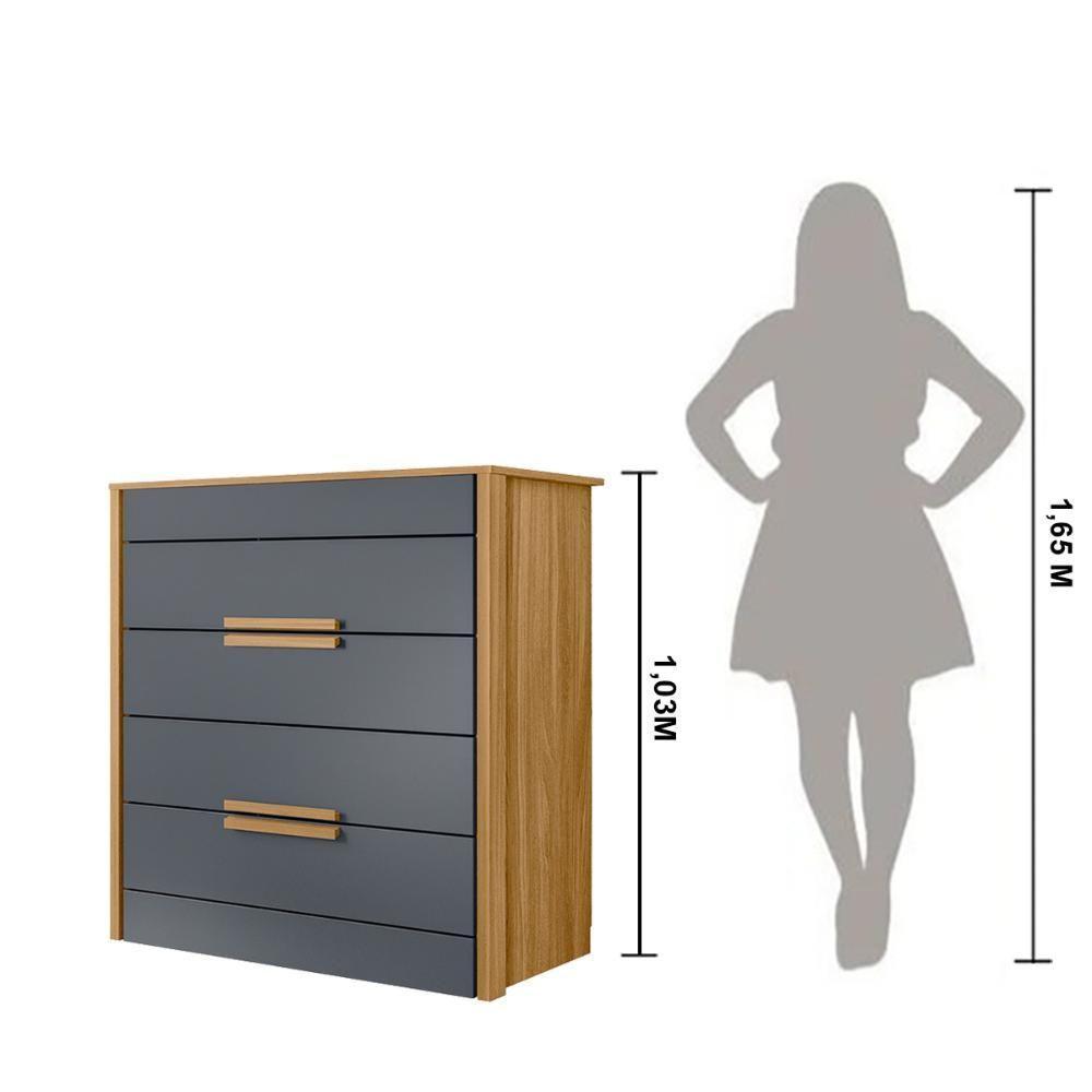Cômoda Com 4 Gavetas Dhara - Freijo / Cinza Freijo / Cinza - 5