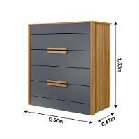 Cômoda Com 4 Gavetas Dhara - Freijo / Cinza Freijo / Cinza