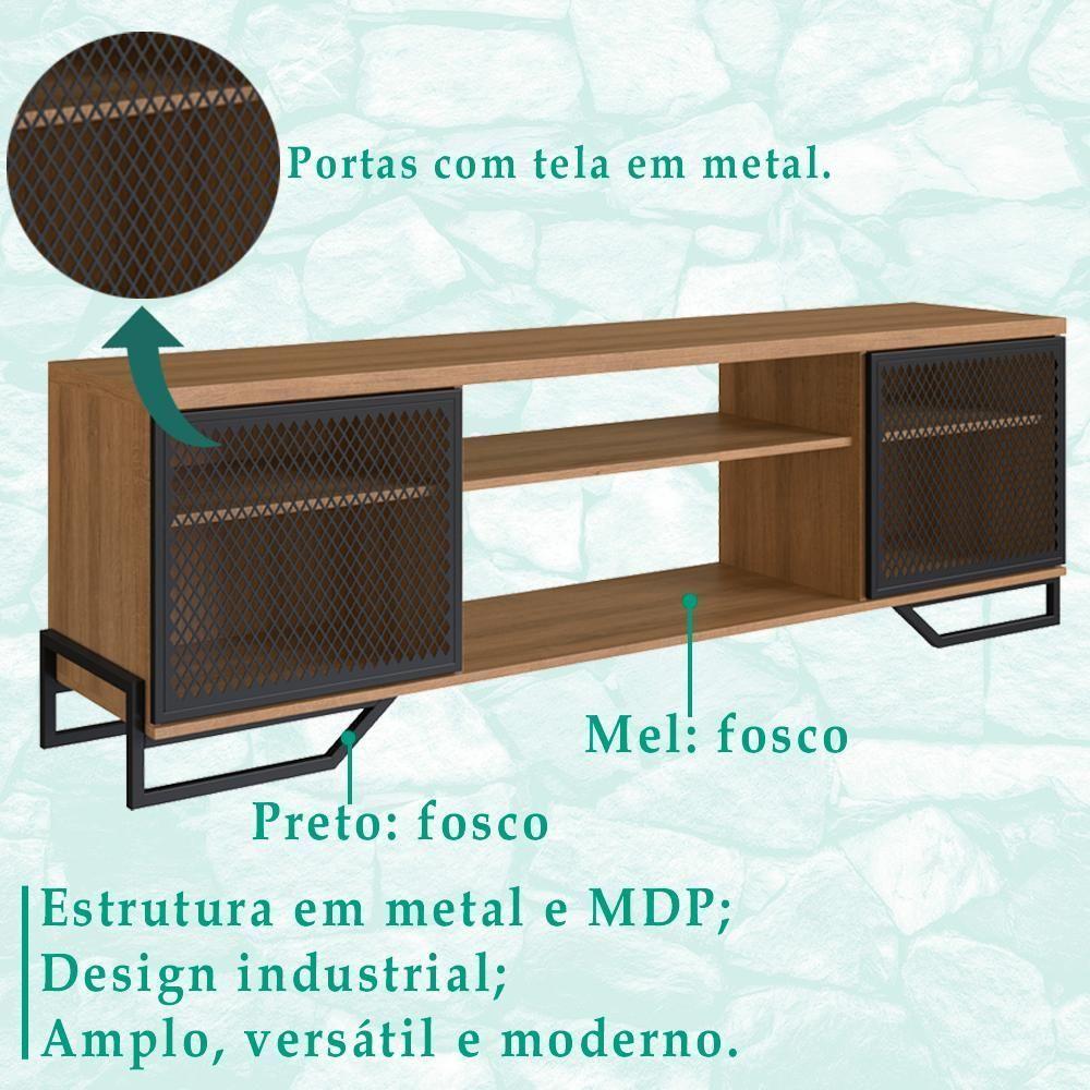 Rack Industrial 180 Cm 2 Pt Com Tela Em Metal 1027 Preto Mell Pp Preto Mell - 7