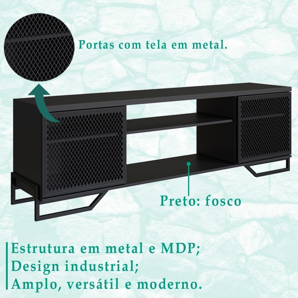 Rack Industrial 180 Cm 2 Pt Com Tela Em Metal 1027 Preto Pp Preto - 6