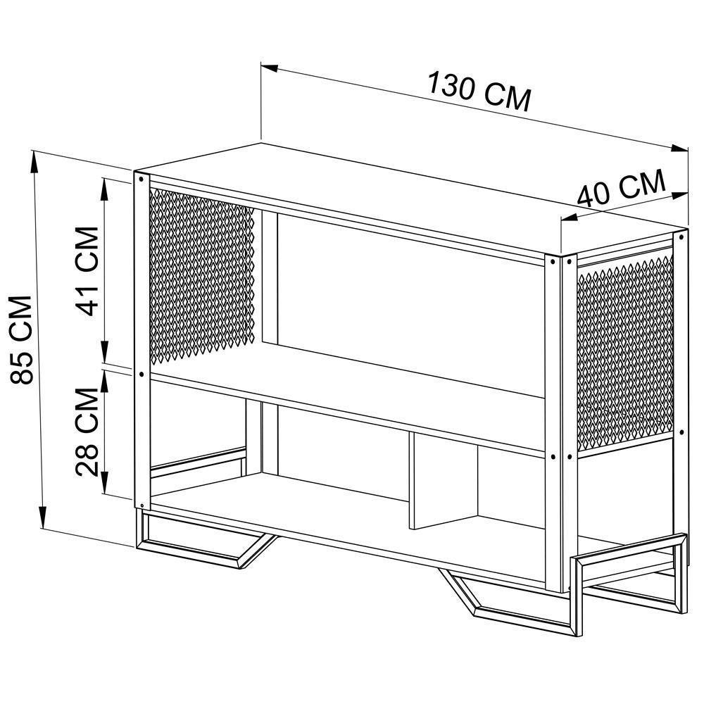 Aparador 80 Cm Estilo Industrial 2 Prateleiras Telado 1021 Preto Pp Preto - 8