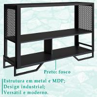 Aparador 80 Cm Estilo Industrial 2 Prateleiras Telado 1021 Preto Pp Preto - 3