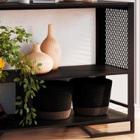 Aparador 80 Cm Estilo Industrial 2 Prateleiras Telado 1021 Preto Pp Preto