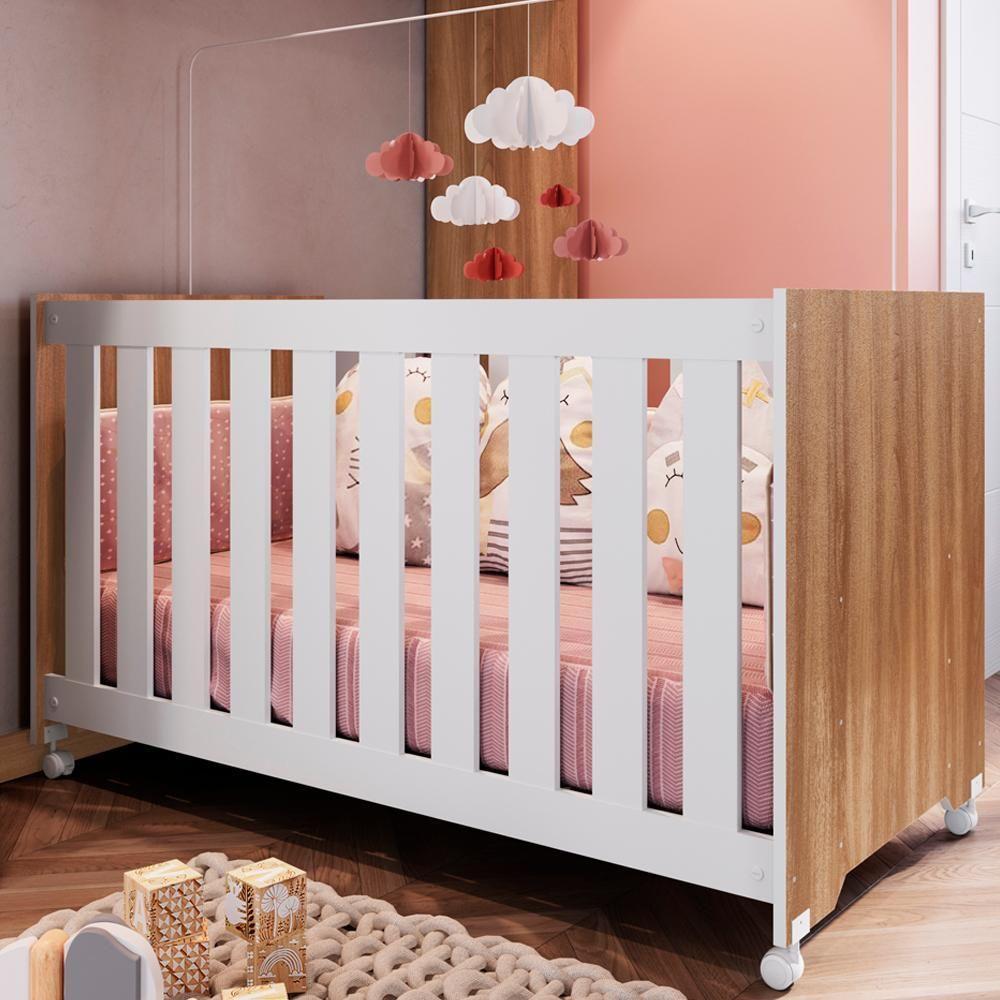 Berço Infantil Com Rodizios La002 Nogal Manchester Branco Comm Nogal Manchester Branco - 2