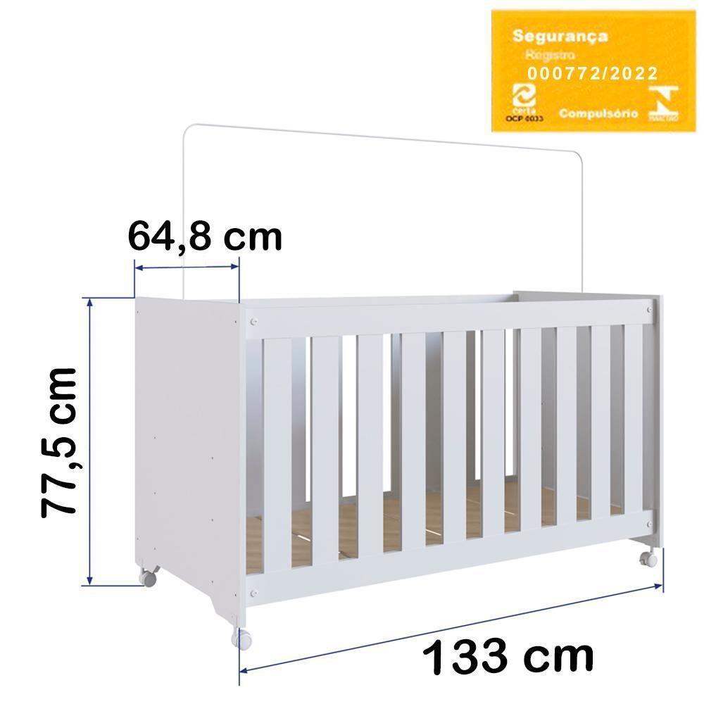 Berço Infantil Com Rodizios La002 Branco Comm Branco - 4