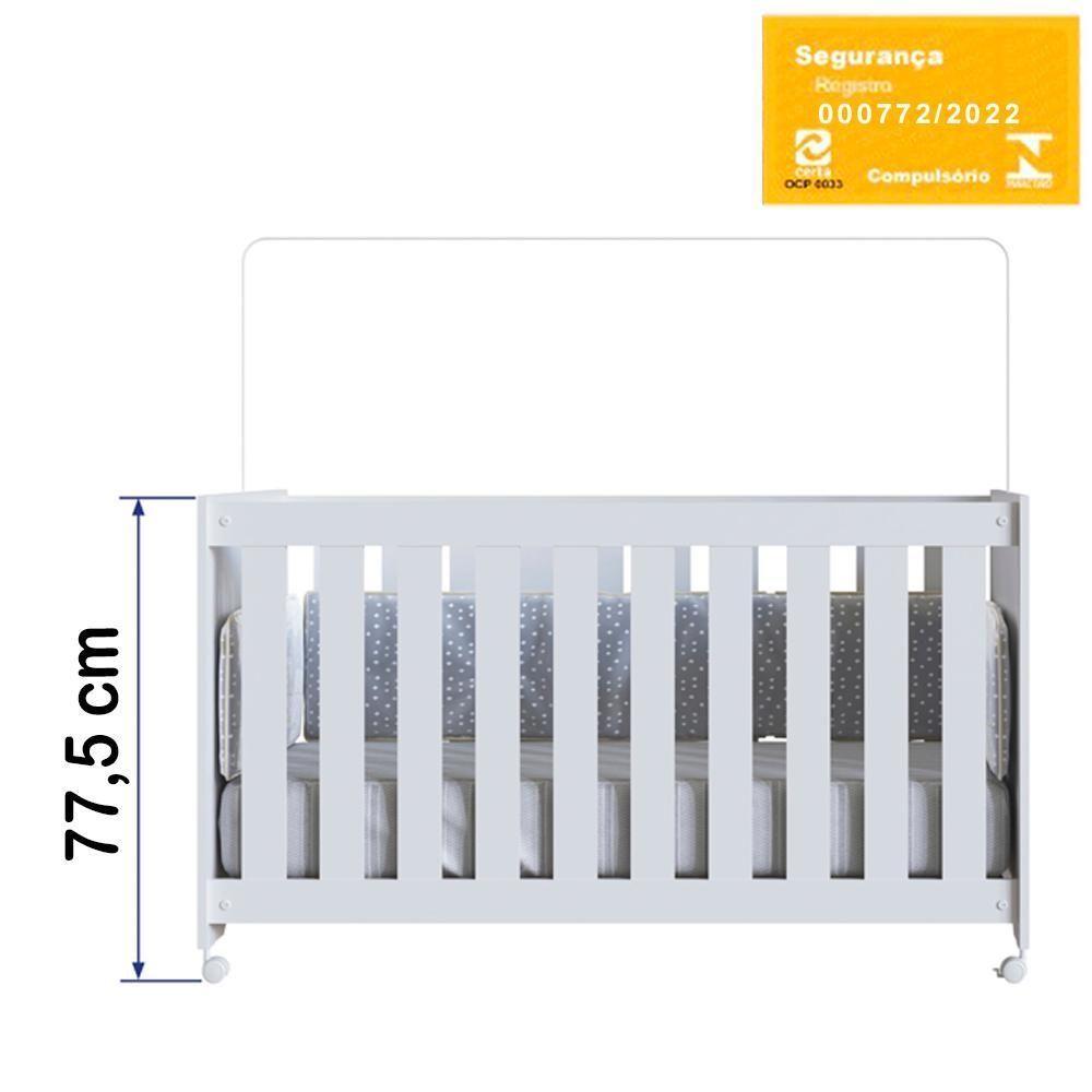 Berço Infantil Com Rodizios La002 Branco Comm Branco - 5
