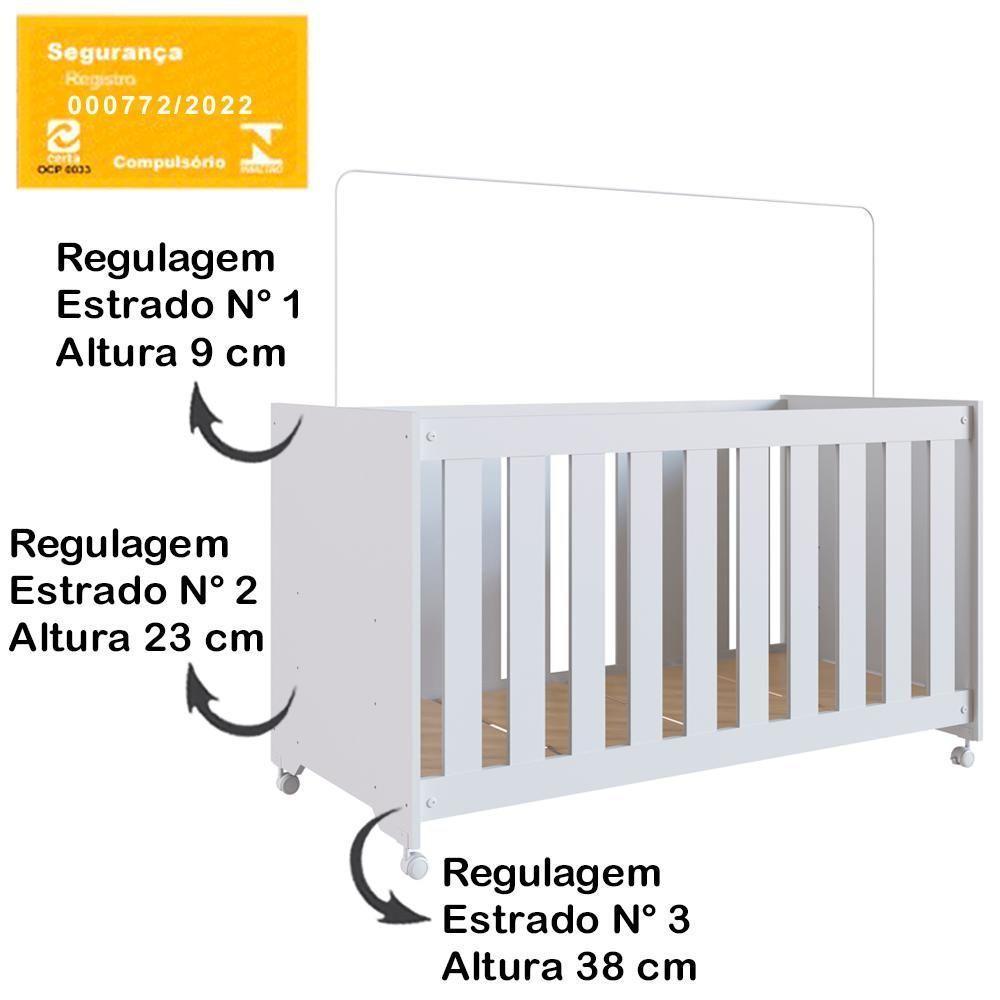 Berço Infantil Com Rodizios La002 Branco Comm Branco - 9