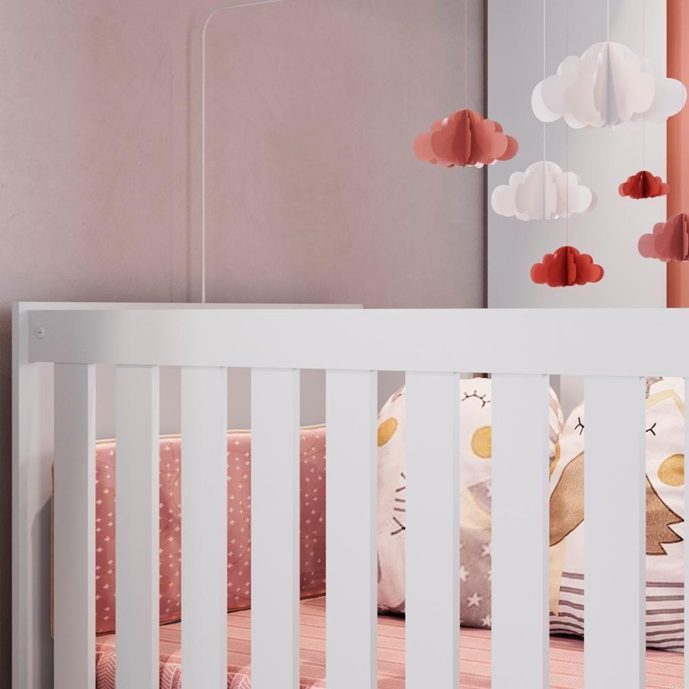 Berço Infantil Com Rodizios La002 Branco Comm Branco - 10