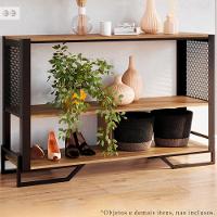 Aparador 80 Cm Estilo Industrial 2 Prateleiras Telado 1021 Preto Mell Pp Preto Mell