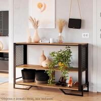 Aparador 80 Cm Estilo Industrial 2 Prateleiras Telado 1021 Preto Mell Pp Preto Mell - 6