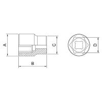 Soquete Sextavado Em Aço Cromo Vanádio 7/16" - Encaixe 1/2" Tramontina Pro Tramontina - 2