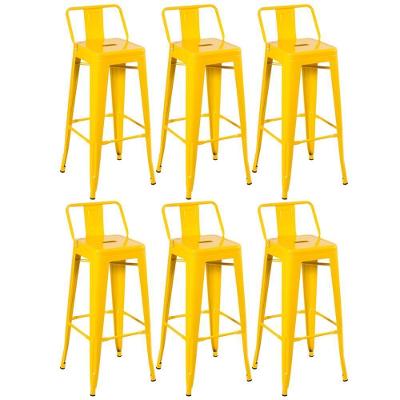 Kit 6 Banquetas Altas Com Encosto 76 Cm Amarelo