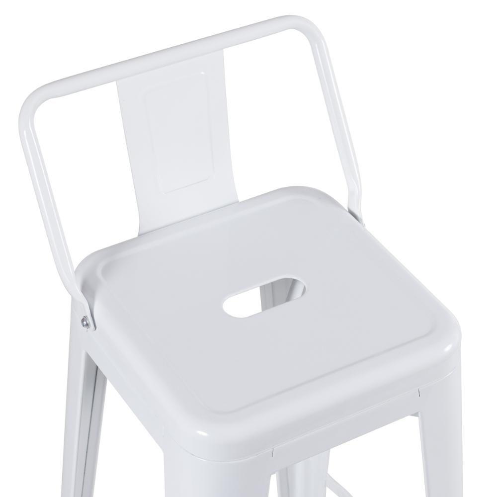 Banqueta Média Iron Tolix Com Encosto 66cm Branco Branco - 3