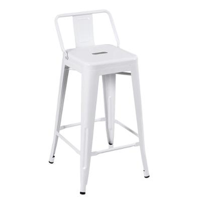 Banqueta Média Iron Tolix Com Encosto 66cm Branco Branco