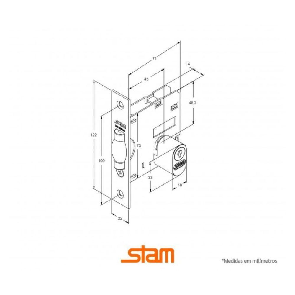 Fechadura Pivotante 1005 Redonda Inox - Stam Quadrado - 2