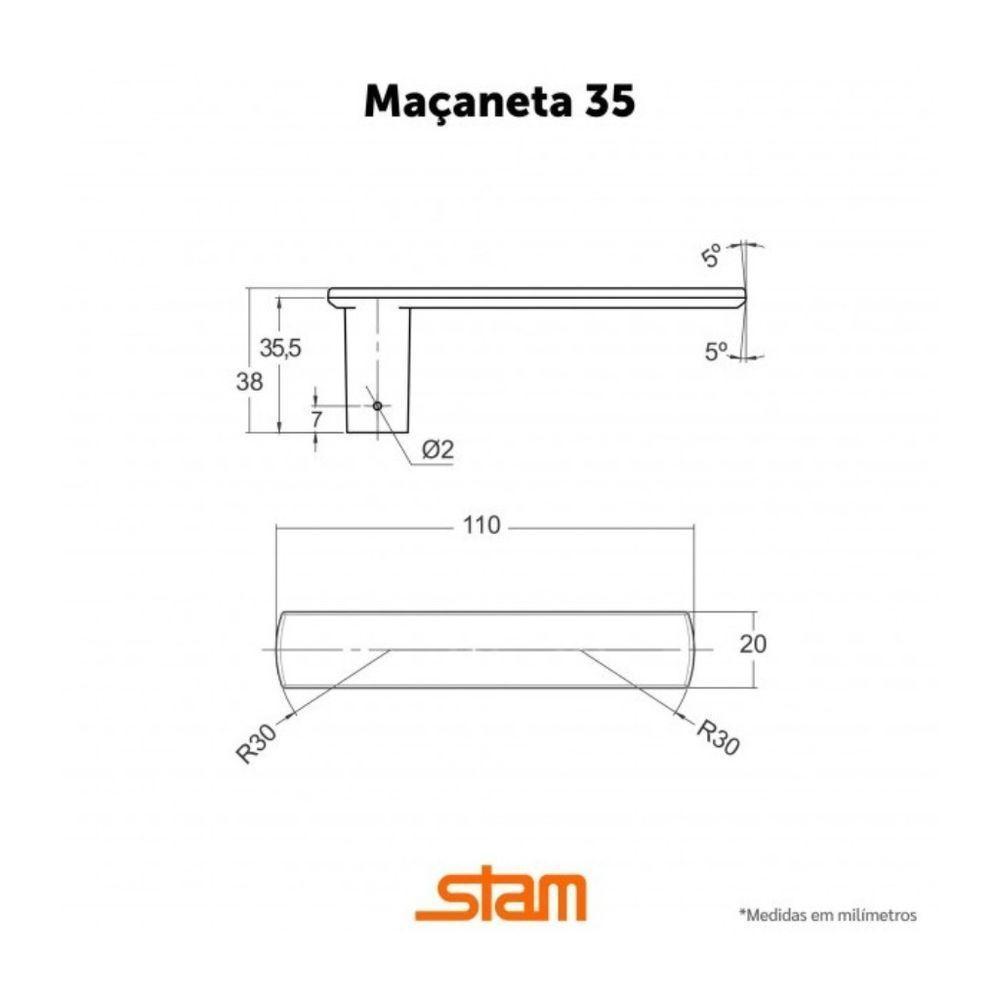 Fechadura Externa 803/35 Roseta Quadrada Inox - Stam - 3