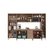 Cozinha Modulada Completa Fidelitá Paris 6 Peças 295cm 15 Portas 3 Gavetas Com Tampo Nogal/salinas - 2