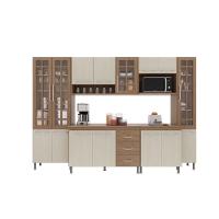 Cozinha Modulada Completa Fidelitá Paris 6 Peças 295cm 15 Portas 3 Gavetas Com Tampo Nogal/salinas - 3