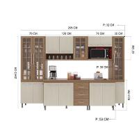 Cozinha Modulada Completa Fidelitá Paris 6 Peças 295cm 15 Portas 3 Gavetas Com Tampo Nogal/salinas - 7