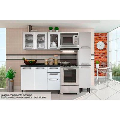 Cozinha Modulada Completa 4 Peças (1 Armário + 1 Balcão + 1 Paneleiro + 1 Complemento) C4p48 Branco