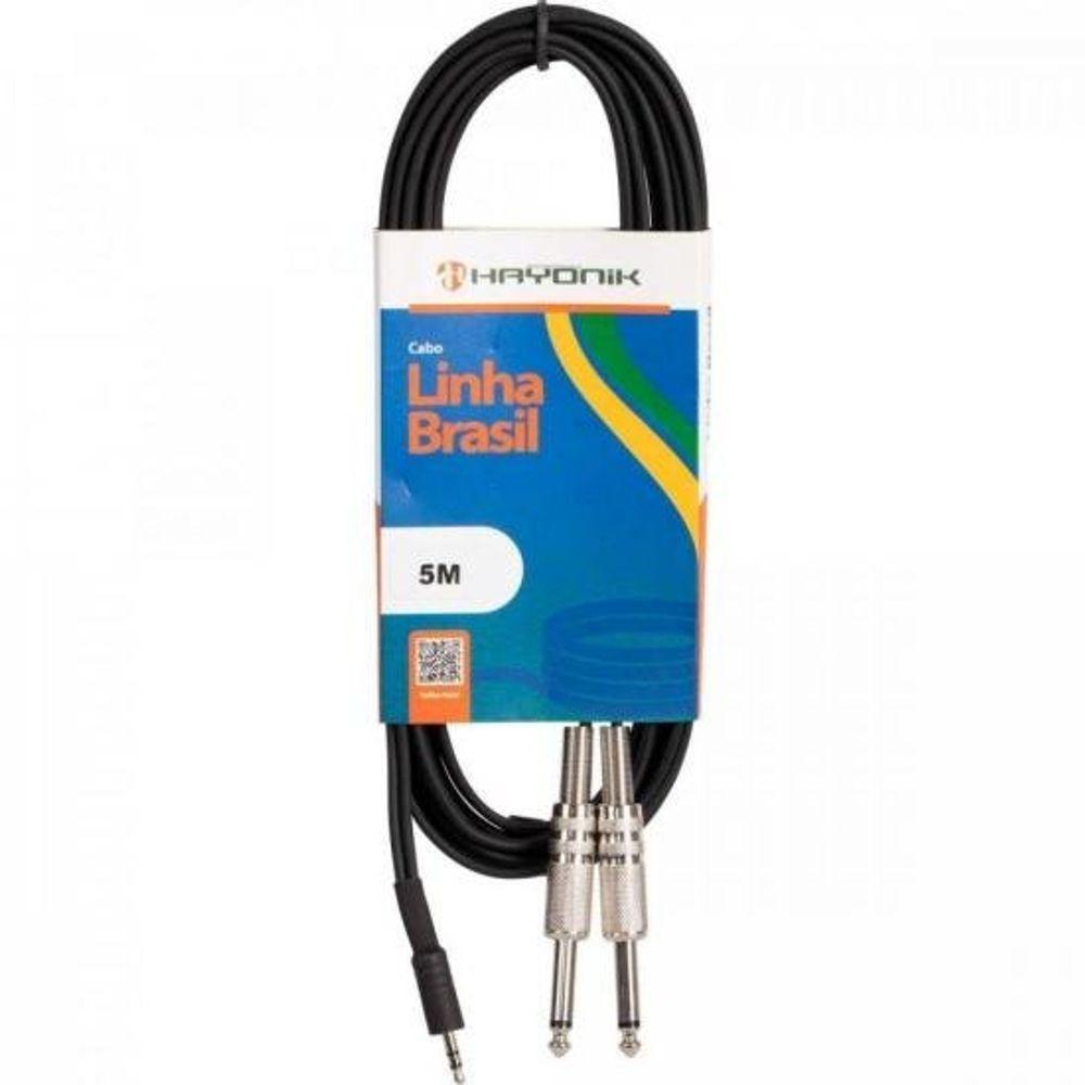 Cabo De Áudio Brasil P2 Estéreox2P10 Mono5M Preto Hayonik - 1