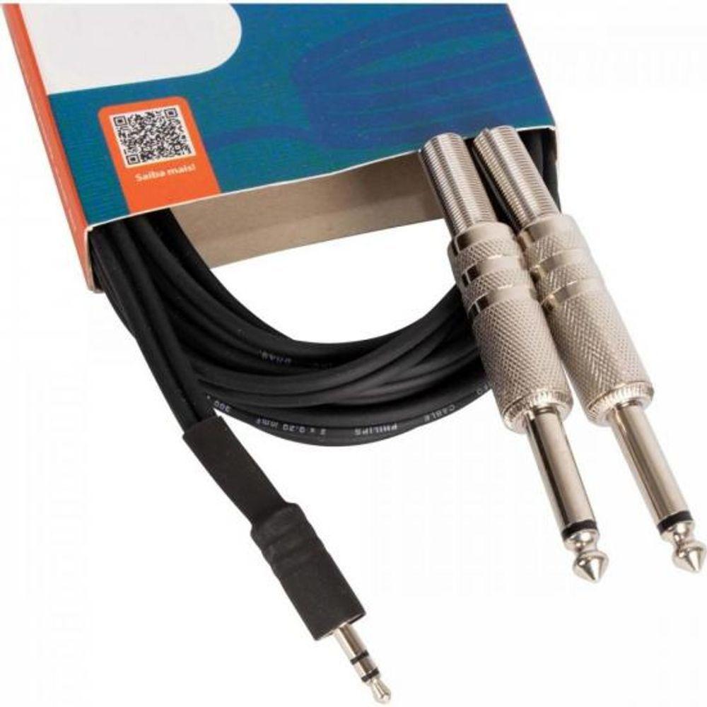 Cabo De Áudio Brasil P2 Estéreox2P10 Mono5M Preto Hayonik - 2