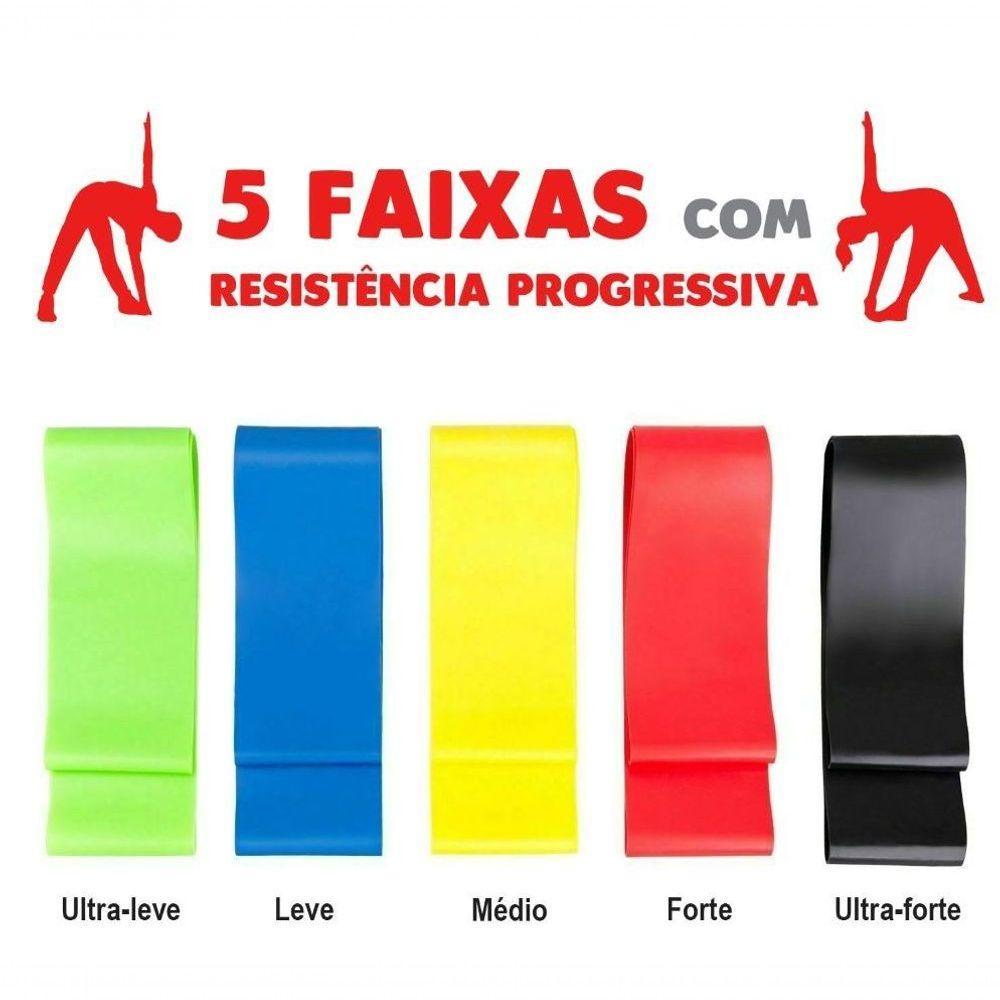 Kit 5 Faixas Elásticas Exercícios Pilates Ginástica - 4