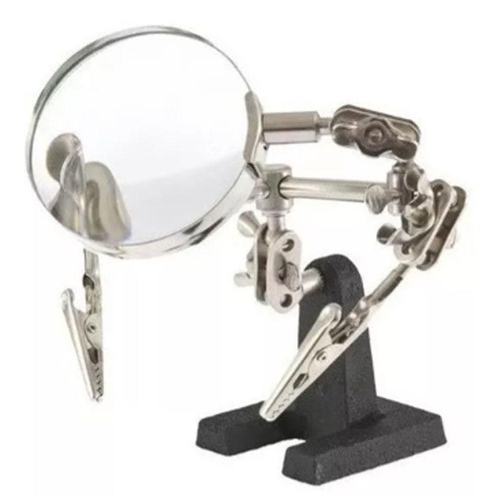 Lupa De Mesa Com Suporte E 2 Ajustes Em Garra De Jacaré - 2