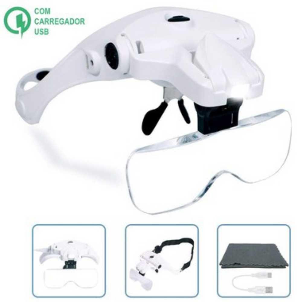 Lupa Cabeça Ajustável 2 LEDs Recarregável 5 Lentes Lorben - 2